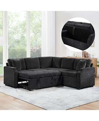 Streamdale Furniture L-Shaped Sectional Sofa Bed with Hidden Storage and Sleeper Function