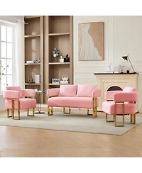 Streamdale Furniture Modern Teddy fleece upholstered chair with gold legs