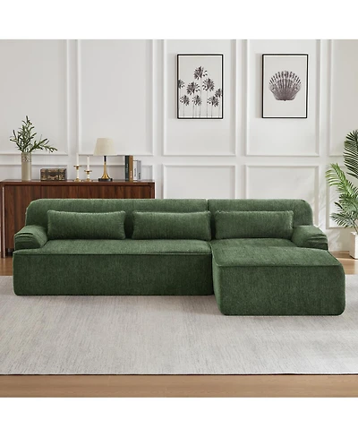 Streamdale Furniture Chenille L-Shape Luxury Sectional Sofa, Minimalist Design, Comfy Sleeper Couch