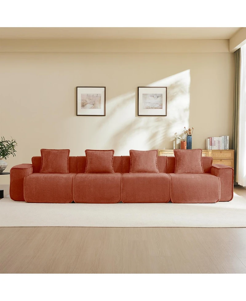 Streamdale Streamlined Deep Seat Modular 4 Seat Boneless Sofa with French Edge Piping,
