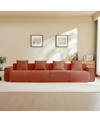 Streamdale Streamlined Deep Seat Modular 4 Seat Boneless Sofa with French Edge Piping,