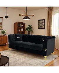 Streamdale Furniture Contemporary Faux Sherpa Sofa with Gold Metal Accents