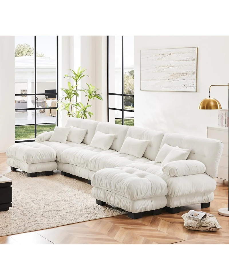 Streamdale Furniture Free Combination Modular Sectional Sofa, U Shaped Couch, 4-Seater Cloud Couch with Ottomans