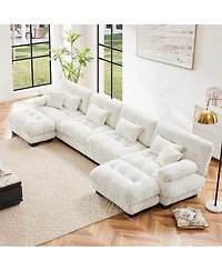 Streamdale Furniture Free Combination Modular Sectional Sofa, U Shaped Couch, 4-Seater Cloud Couch with Ottomans