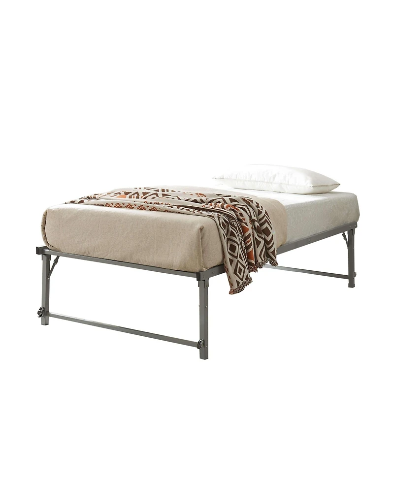 Kings Brand Furniture Twin Metal Daybed with Pop-Up Trundle, Sturdy Steel Slat Support Space Saving Guest Bed Frame, Bedroom & Living Room