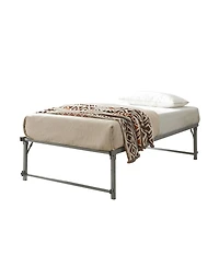 Kings Brand Furniture Twin Metal Daybed with Pop-Up Trundle, Sturdy Steel Slat Support Space Saving Guest Bed Frame, Bedroom & Living Room