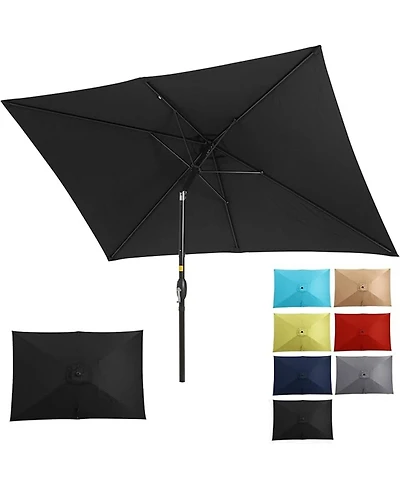 Mondawe 6.5 x 10 Ft Rectangular Patio Umbrella with Crank & Tilt (No Base)