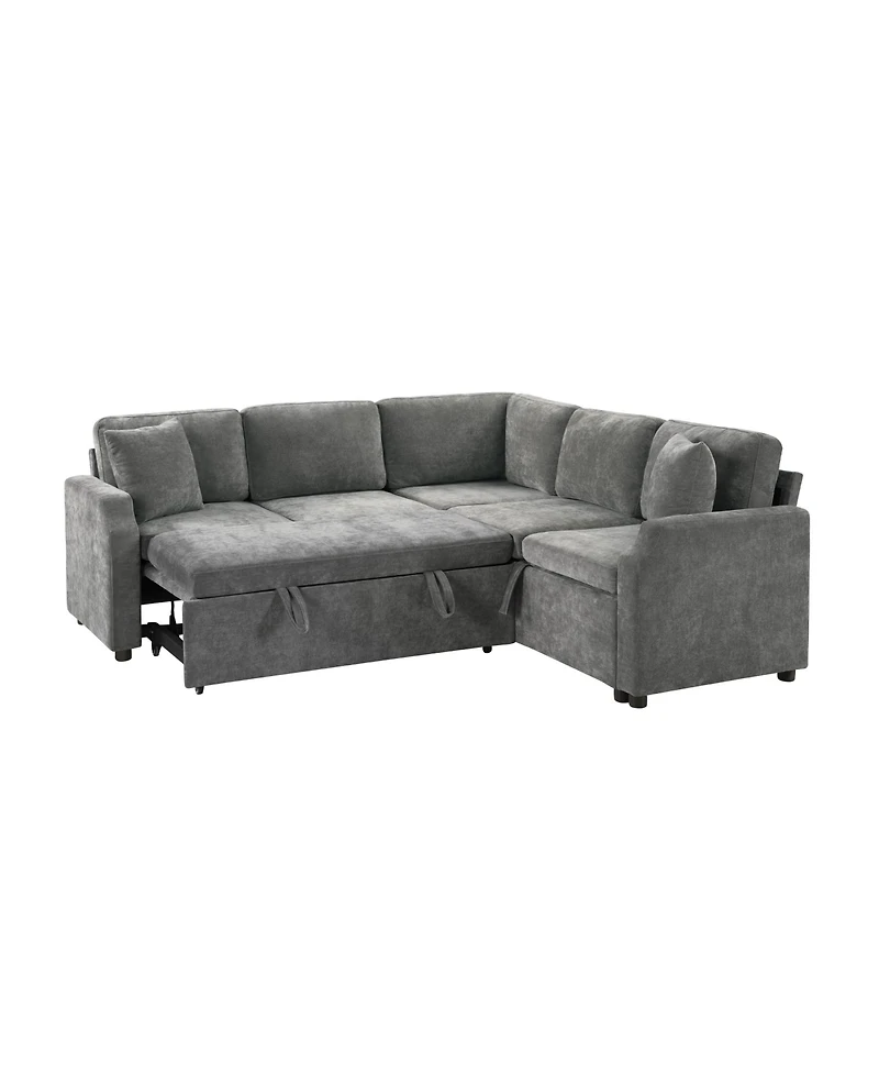Streamdale Furniture Sectional Sofa Bed L-Shape Sleeper with Hidden Storage