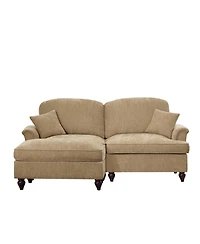 Streamdale Furniture Mid Century Modular L-Shaped Sofa, Chenille, Ottoman, Light Coffee