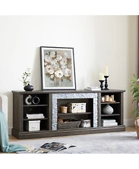 Streamdale Furniture Faux Stacked Stone Tv Stand with Storage Cabinet