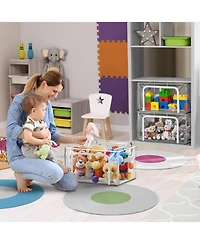 Sorbus Foldable Clear Plastic Storage Bags with Metal Frame & Carry Handles for Bedding Linen & Clothing