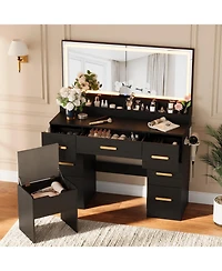 gaomon 45.9" Makeup Vanity Desk with Large Lighted Mirror