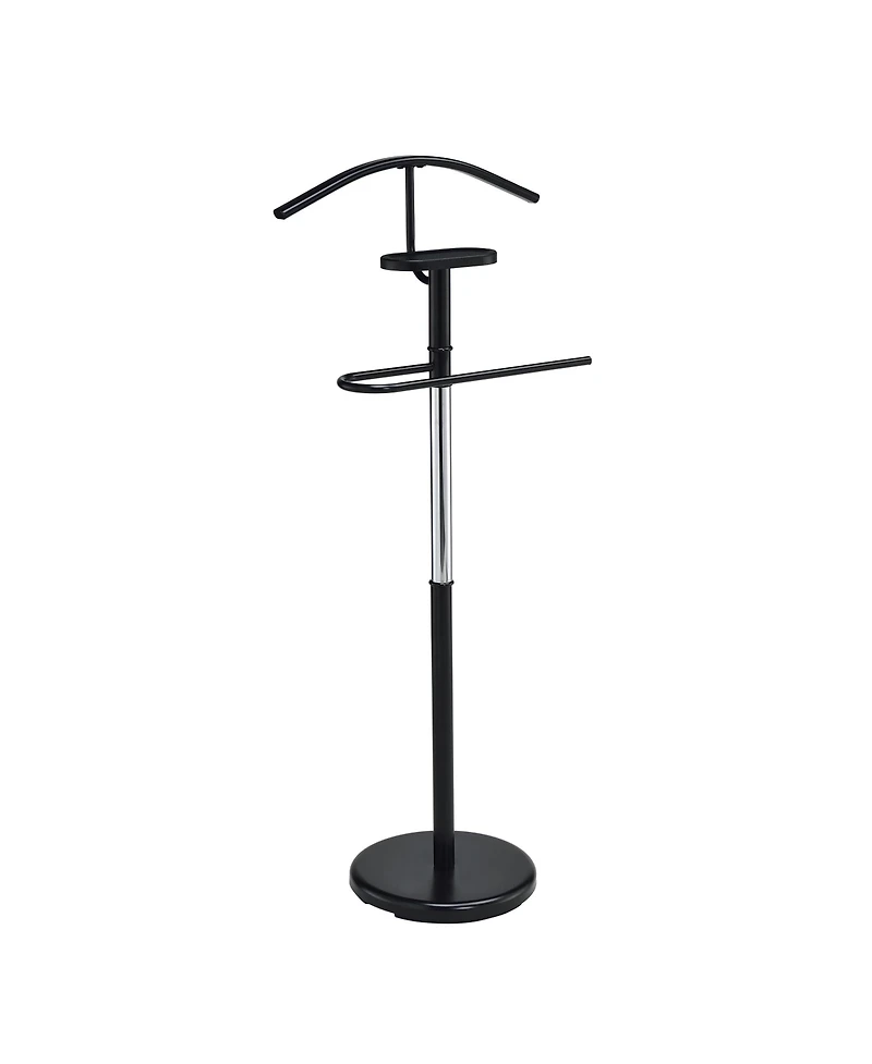 Kings Brand Furniture Modern Freestanding Valet Stand, Metal Suit Rack with Jacket Hanger, Trouser Bar, Tie Holder & Accessory Tray