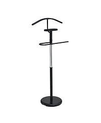 Kings Brand Furniture Modern Freestanding Valet Stand, Metal Suit Rack with Jacket Hanger, Trouser Bar, Tie Holder & Accessory Tray
