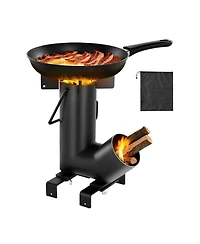 Ecooso Portable Wood Burning Rocket Stove with Carry Bag, Carbon Steel Camping Cooking Stove