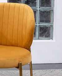 Streamdale Furniture Velvet Upholstery Dining Chair, Yellow