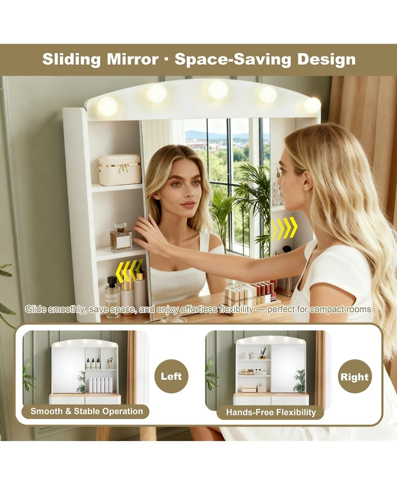 Streamdale Furniture Vanity Desk with Lighted Mirror, Storage & Drawers