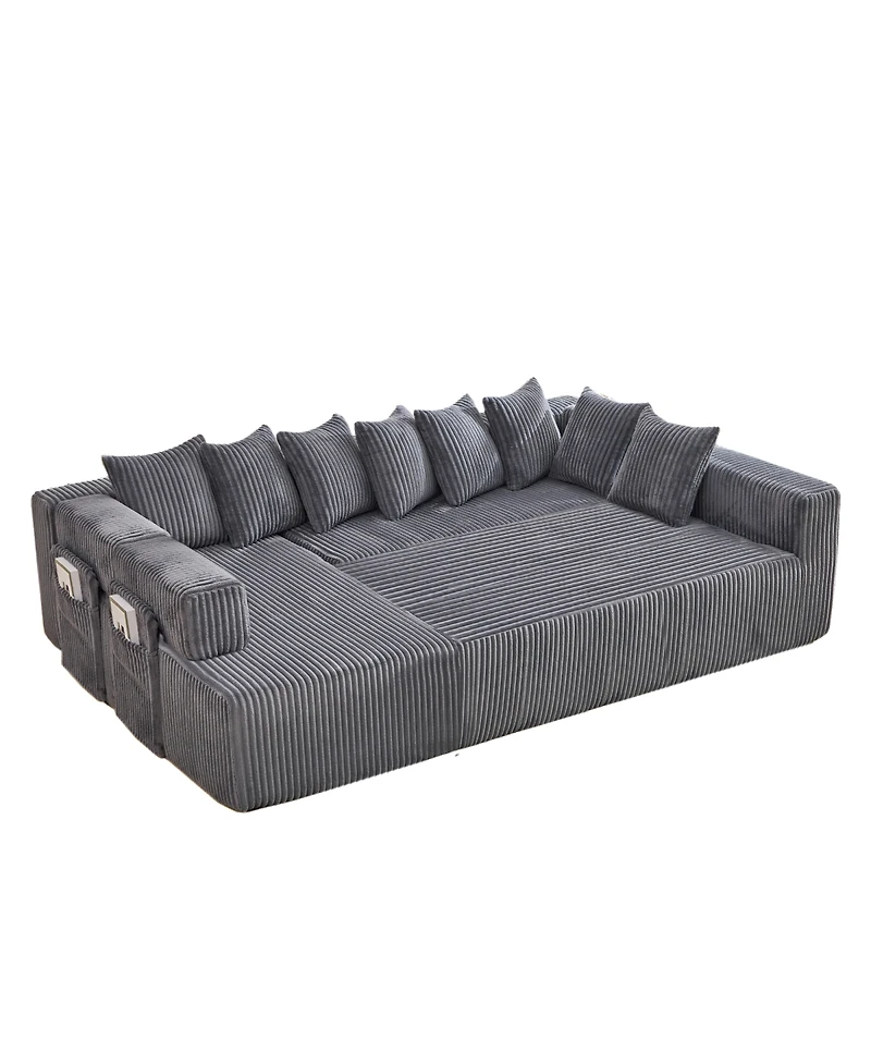 Streamdale Furniture 146" U-Shaped 5-Seat Convertible Sleeper Sectional Sofa w/ 8 Pillows