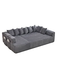 Streamdale Furniture 146" U-Shaped 5-Seat Convertible Sleeper Sectional Sofa w/ 8 Pillows