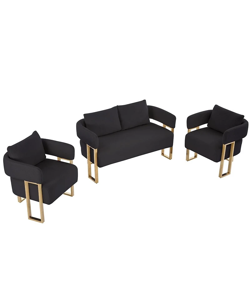 Streamdale Furniture Streamdale Modern Teddy Fleece Upholstered Chair with Gold Metal Legs