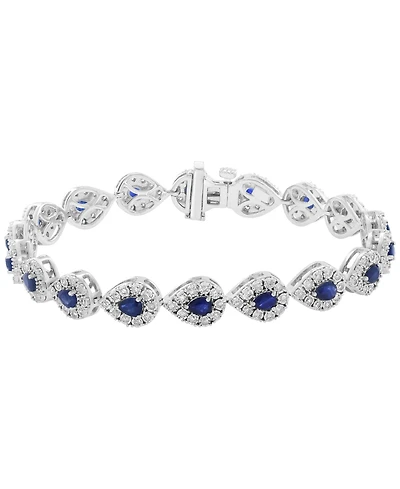 Effy Collection Sapphire (4-1/4 ct. t.w.) & Diamond (1 ct. t.w.) Bracelet in Sterling Silver