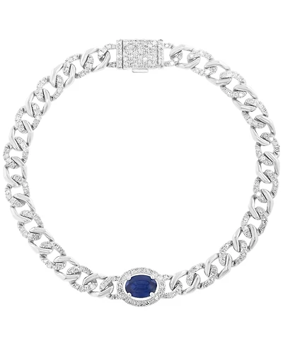 Effy Collection Sapphire (2-1/3 ct. t.w.) & Diamond (1/8 ct. t.w.) Bracelet in Sterling Silver