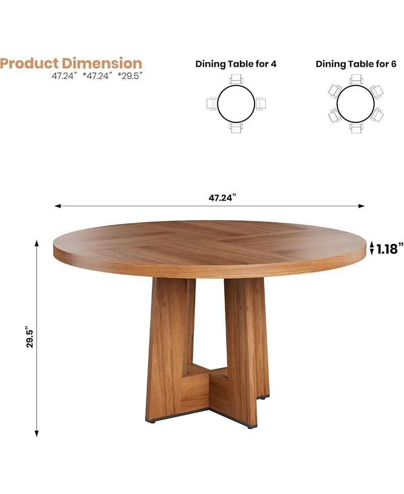 gaomon 47" Round Dining Table with Thickened Edge and Sturdy Pedestal Base