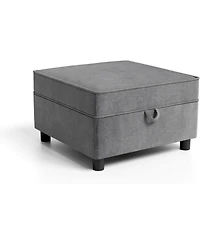 gaomon 26.4 Inch Storage Ottoman Chenille Foot Stool with Solid Wood Legs Modern Living Room Accent Stool