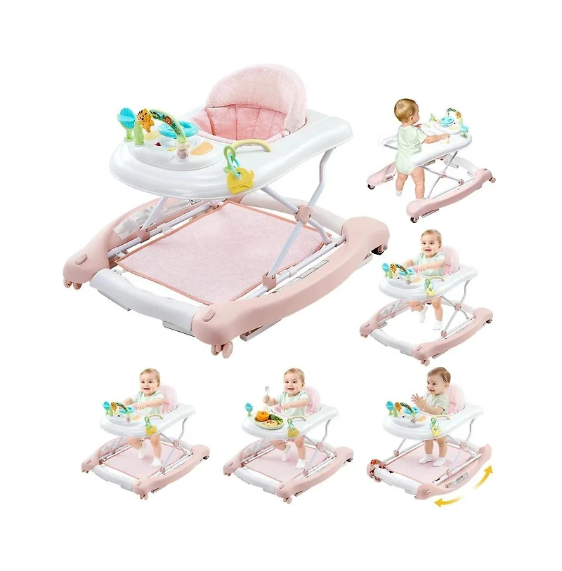 Slickblue Toddler 5-in-1 Walker with Wheels & Adjustable Height Seat