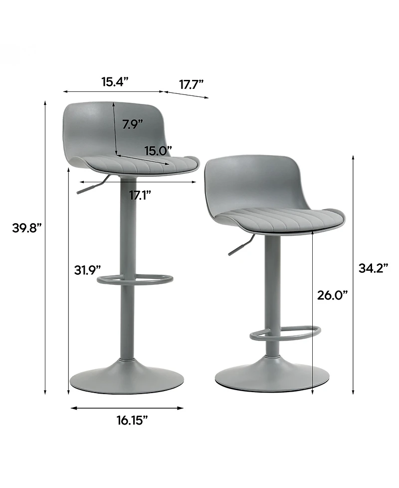 Clihome Bar Stools Set of 2 – Modern Pu Leather Counter Height Barstools with Back