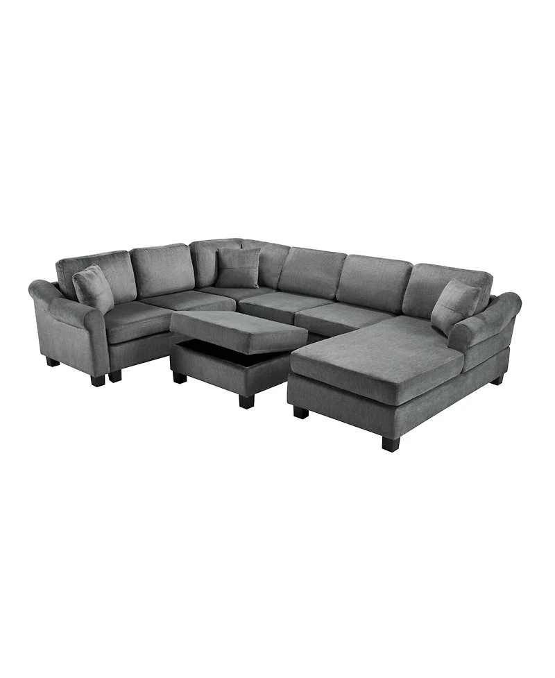 Streamdale Furniture U-Shaped Sectional Sofa with Ottoman