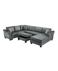 Streamdale Furniture U-Shaped Sectional Sofa with Ottoman