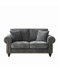 Streamdale Furniture 63" Modern 2-Seater Chenille Sofa, Rolled Arms, Nailhead Trim
