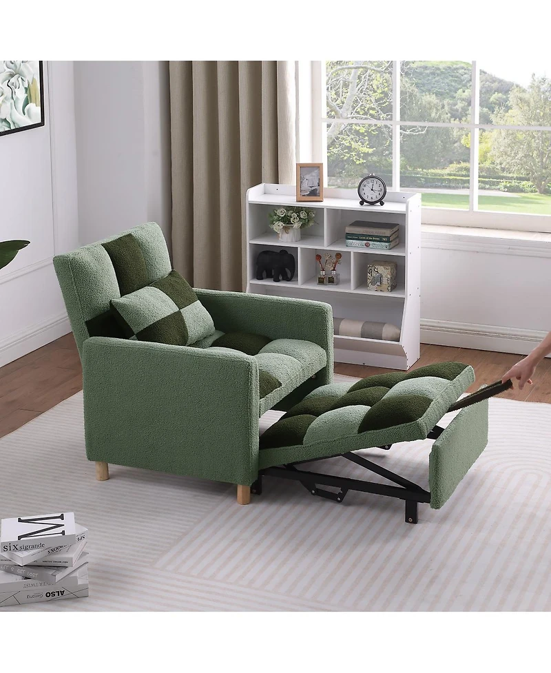Streamdale Furniture Convertible Sleeper Sofa Chair Bed with Pillow, Teddy Fabric