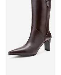 Forever and Always Women Shoes Merla Leather Block Heel Boot