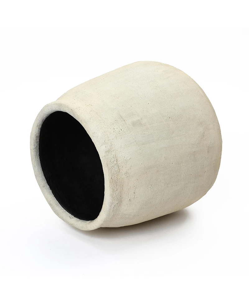 LuxenHome Sahara Stone Planter, 16.1" Round Cement Accent in Desert