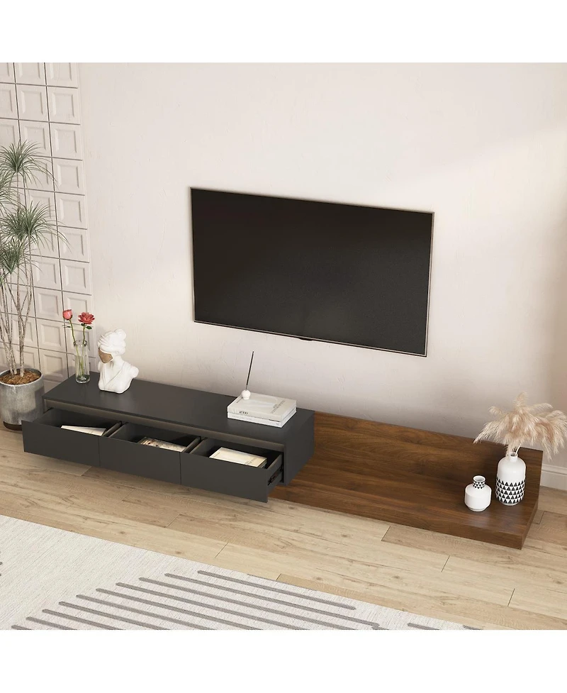 Streamdale Furniture Modern Tv Stand with Led Lights & Storage for Living Room