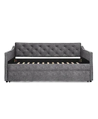 Streamdale Furniture Twin Upholstery DayBed with Pop-up Trundle & Usb Charging