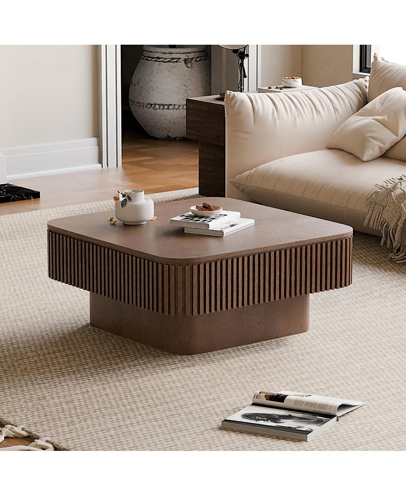 Streamdale Furniture Walnut Square Coffee Table with Storage