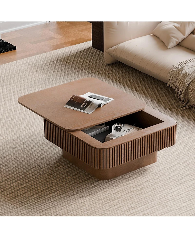 Streamdale Furniture Walnut Square Coffee Table with Storage
