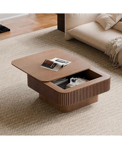 Streamdale Furniture Walnut Square Coffee Table with Storage