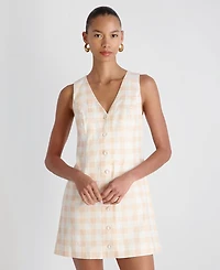 French Connection Women's V-Neck Gingham Mini Dress