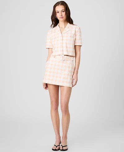 French Connection Women's Collared Gingham Crop Shirt