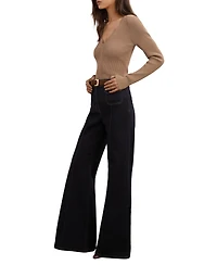 Reiss Women's Crochet-Trim Rib-Knit Top