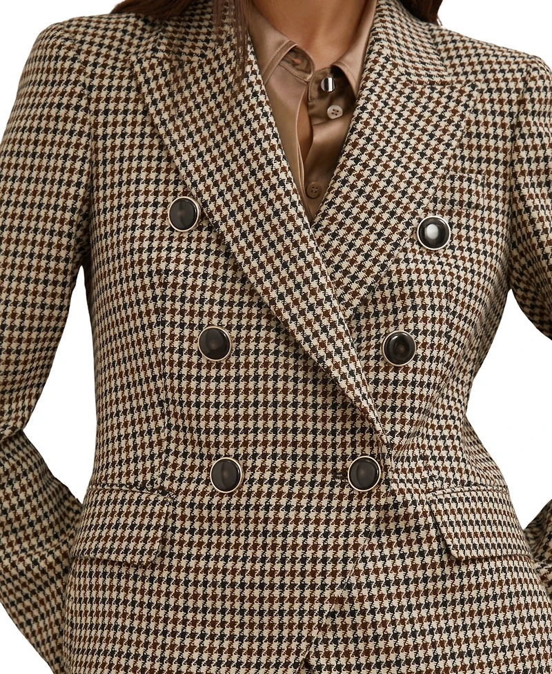 Reiss Women's Wool-Blend Double-Breasted Check Blazer