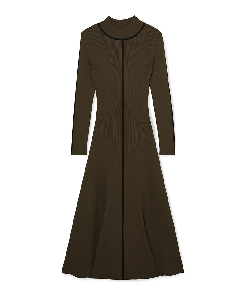 Reiss Women's Contrast-Stitch Knitted Midi Dress