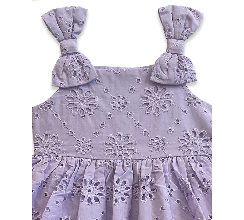 Blueberi Boulevard Baby Girls' Eyelet Dress with Headband