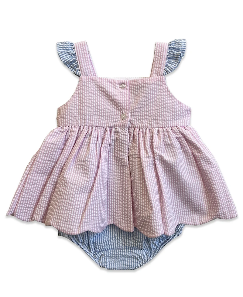 Blueberi Boulevard Baby Girls' Embroidered Dress with Hat