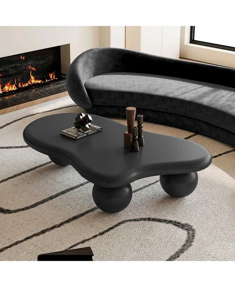 Streamdale Furniture 47 Inch Cloud Shaped Coffee Table with 3 Ball Legs for Living Room