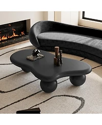Streamdale Furniture 47 Inch Cloud Shaped Coffee Table with 3 Ball Legs for Living Room